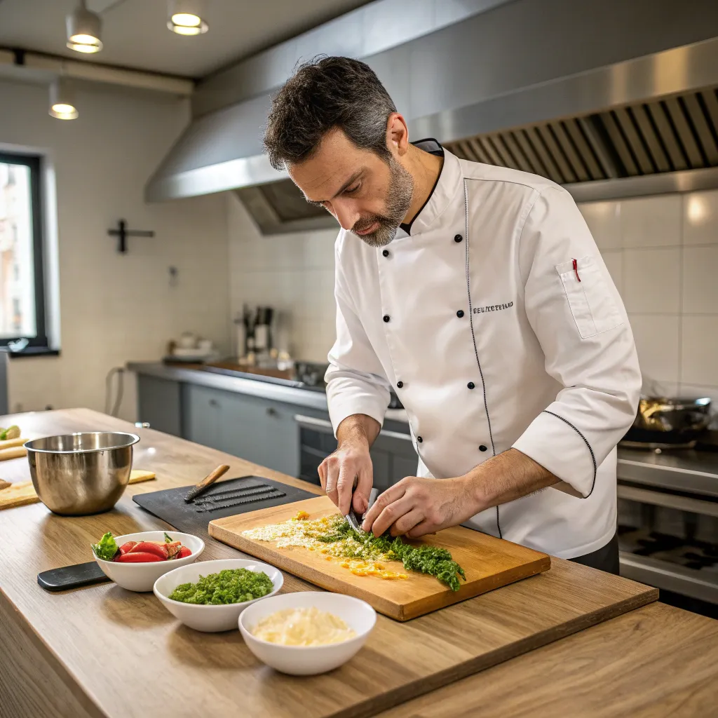 Professional chef showcasing a quick recipe