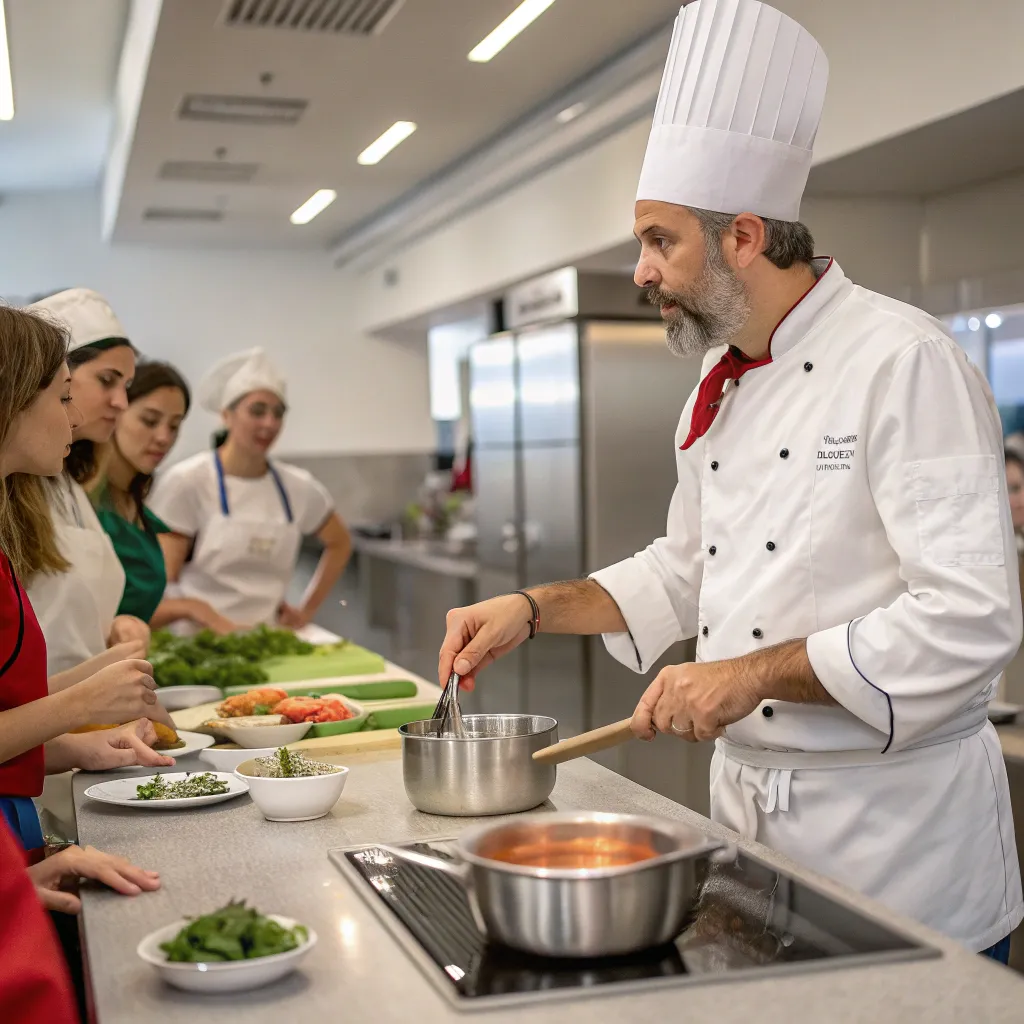 Professional chef teaching a cooking class